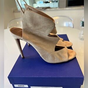 Aquazzura Firenze Pasadena 105 Nude Suede Stilettoo Sandal size 39.5